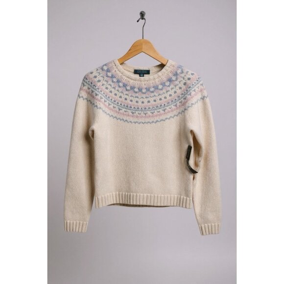 Vintage Lauren Ralph Lauren Antique Ivory Fair Isle Lambswool Sweater NWT - Picture 1 of 9